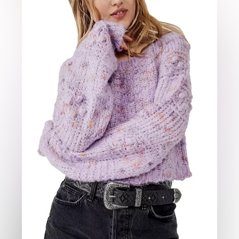 Free People cropped knit lavender sweater- never worn!